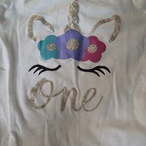 Unicorn Themed First Birthday Onesie (24 Months)